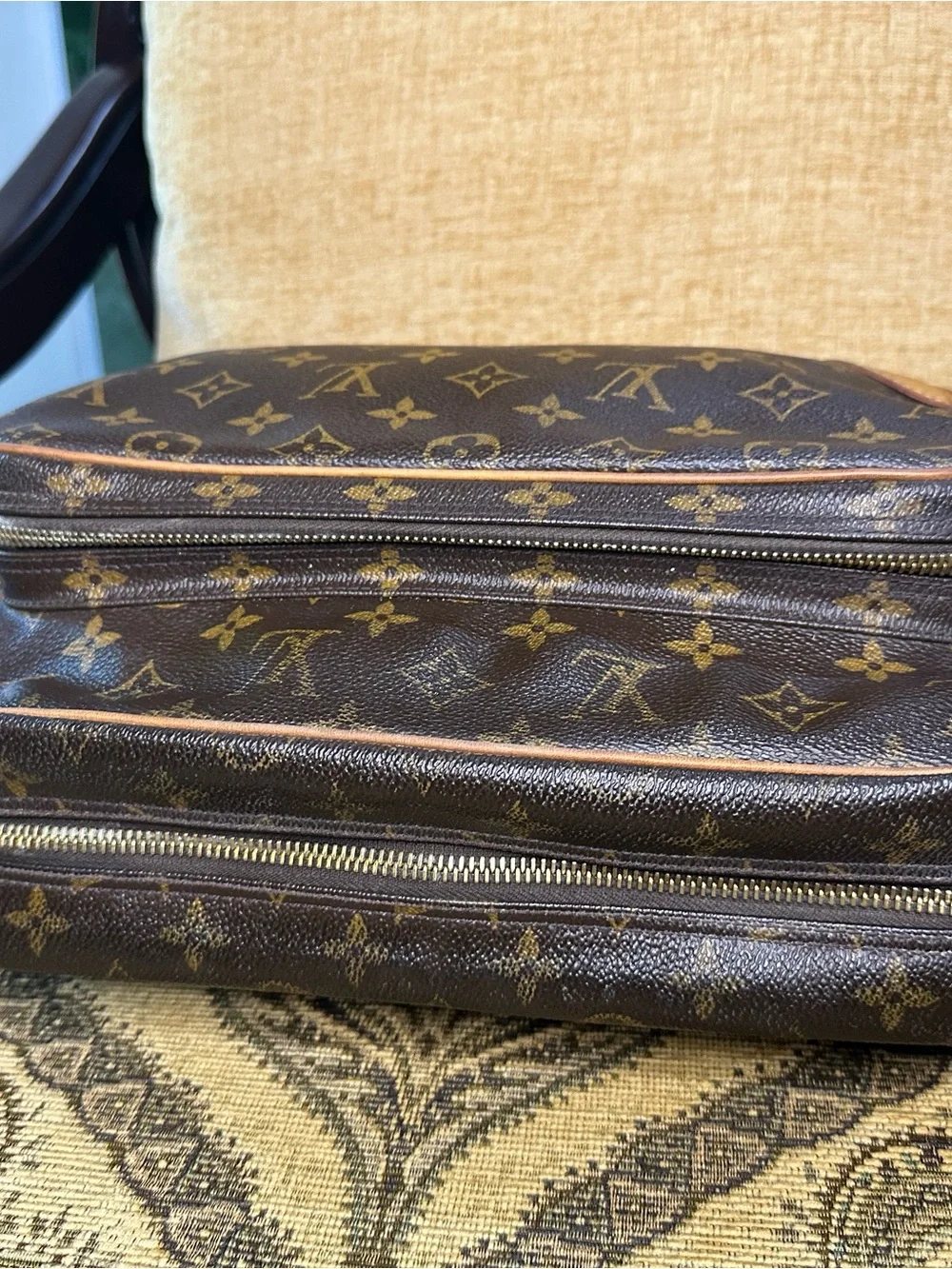 Louis Vuitton Brown Monogram Canvas Messenger Bag with Tan Accents